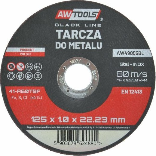  AWTools AW TARCZA DO METALU 125*1,0mm BLACK LINE