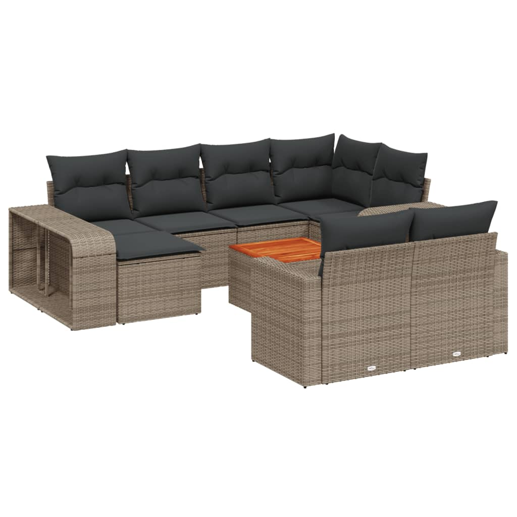 11 részes szürke polyrattan kerti ülőgarnitúra párnákkal (3261310)