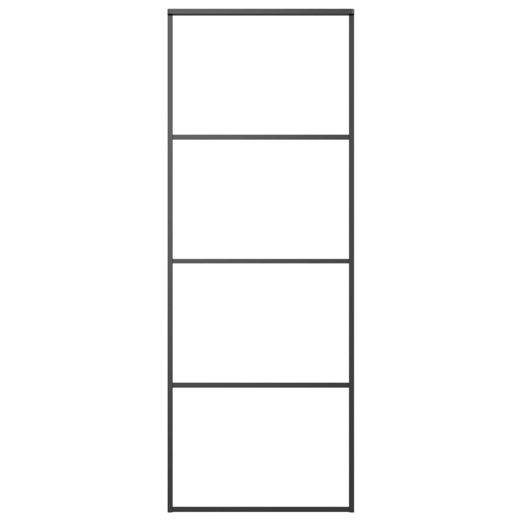 fekete alumínium és ESG üveg tolóajtó 76 x 205 cm (149479)