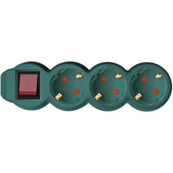 Somogyi kapcsolós hálózati elosztó 3 aljzat 3m zöld (NV 3K-3/GR/1,5) (NV 3K-3/GR/1,5)