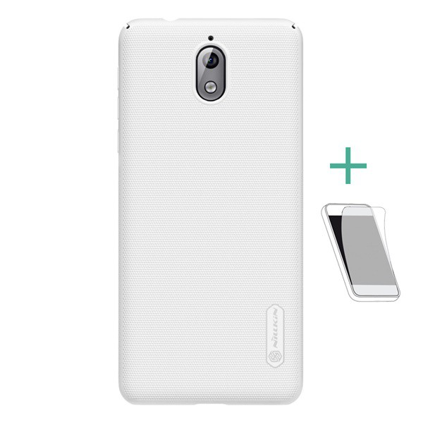 NILLKIN SUPER FROSTED műanyag telefonvédő (gumírozott, érdes felület + képernyővédő fólia) FEHÉR [Nokia 3.1]