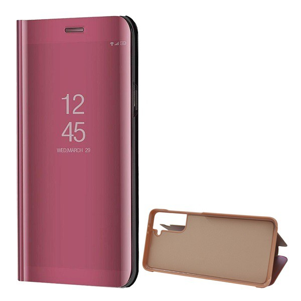 Tok álló (aktív FLIP, oldalra nyíló, asztali tartó funkció, tükrös felület, Mirror View Case) ROZÉARANY [Samsung Galaxy S21 Plus (SM-G996) 5G] (5996591037189)