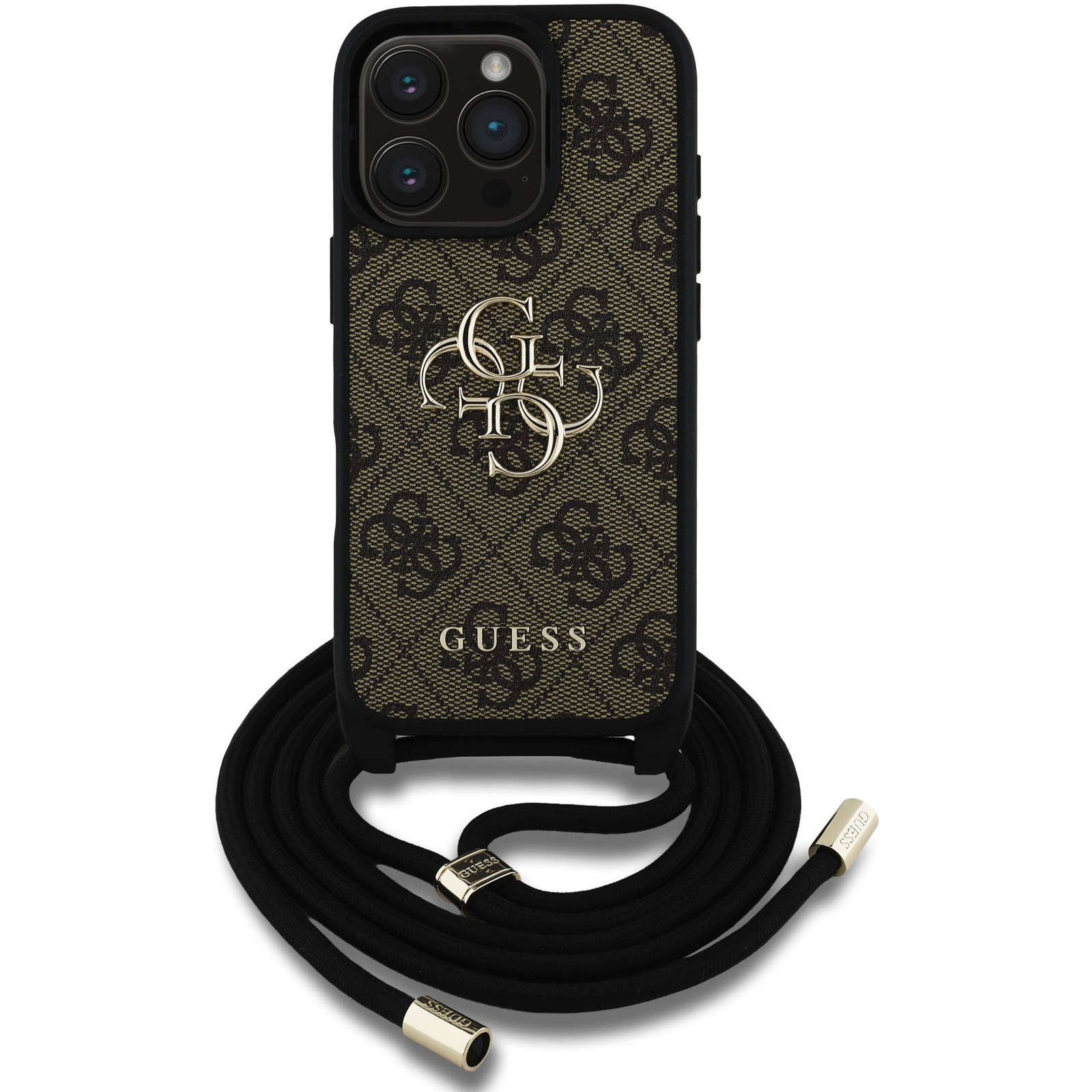 Guess PU 4G Metal Logo Crossbody iPhone 16 Pro Max barna keresztpántos tok (GUHCP16XP4GMGCRW)