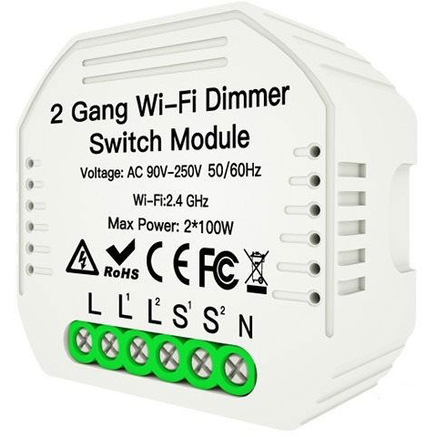 MOES Hidden Wifi Smart Dimmer Switch 2gang (MS-105b)