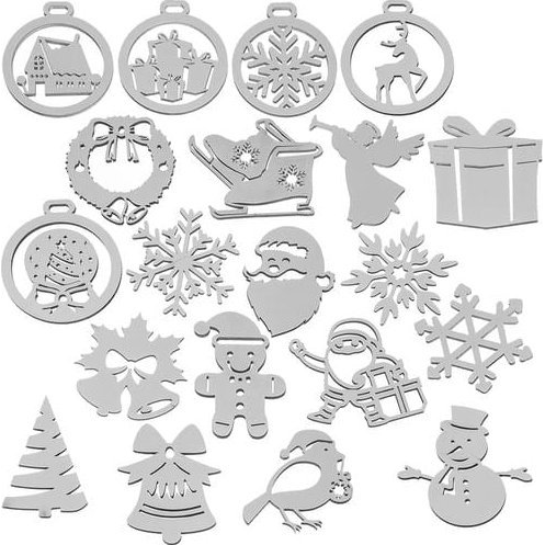 Ruhhy 20 Darabos Fehér Fa Karácsonyfadísz Készlet, 9 cm (5900779954373)