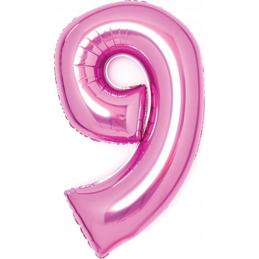 9-es Szám Fólia Lufi - 66 cm, Rózsaszín (9914049)