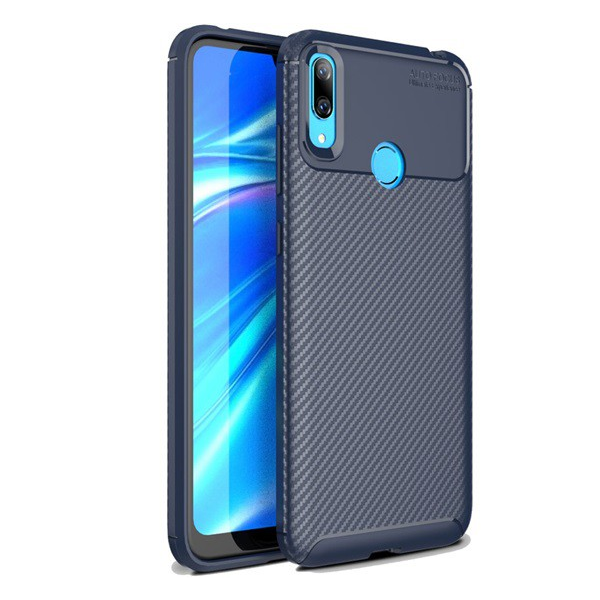 Szilikon telefonvédő (közepesen ütésálló, légpárnás sarok, karbon minta) SÖTÉTKÉK [Huawei Y7 2019 (Y7 Prime 2019)] (5996457857845)