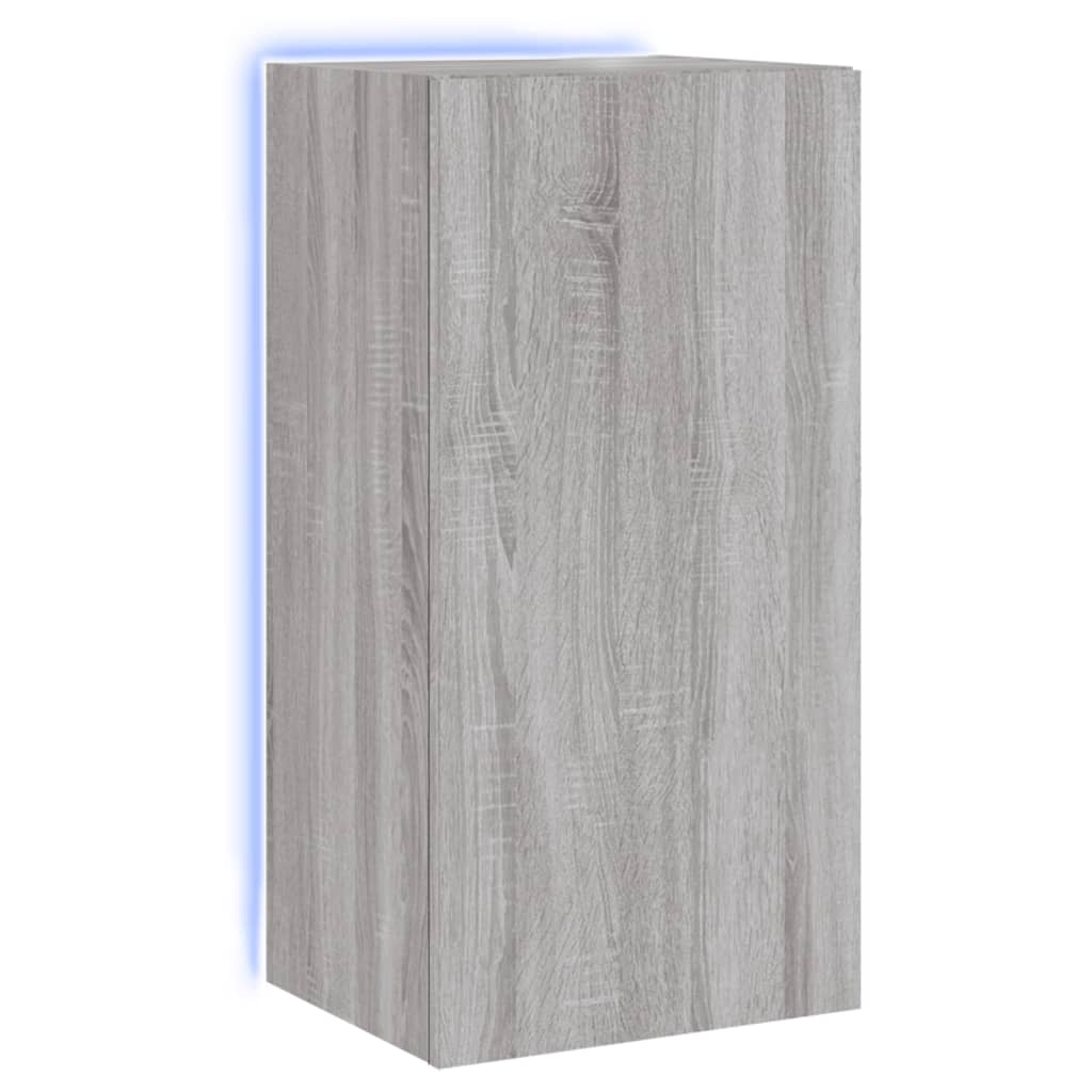 szürke sonoma színű fali TV-szekrény LED-ekkel 40,5x35x80 cm (837265)