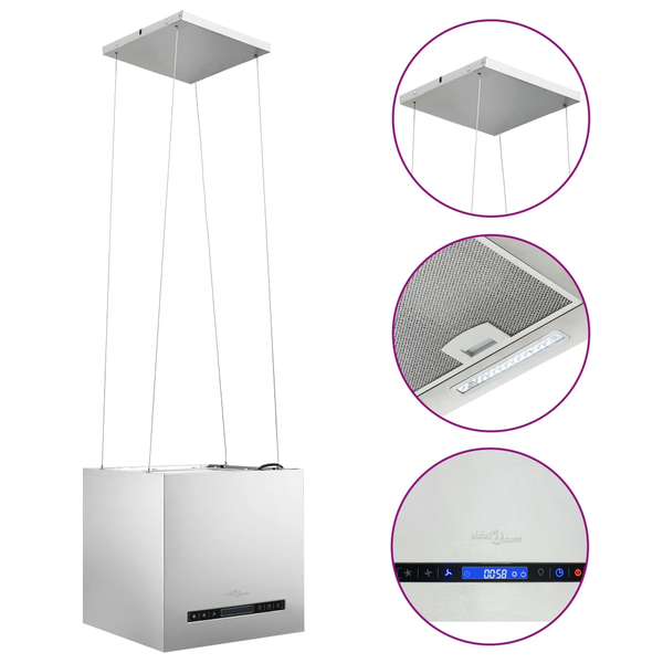rozsdamentes acél LCD érintőképernyős sziget páraelszívó 37 cm