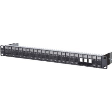 METZ CONNECT Keystone 48,26cm 19Zoll Modultrger 1HE 24 Port schwarz unbestuckt geschirmt