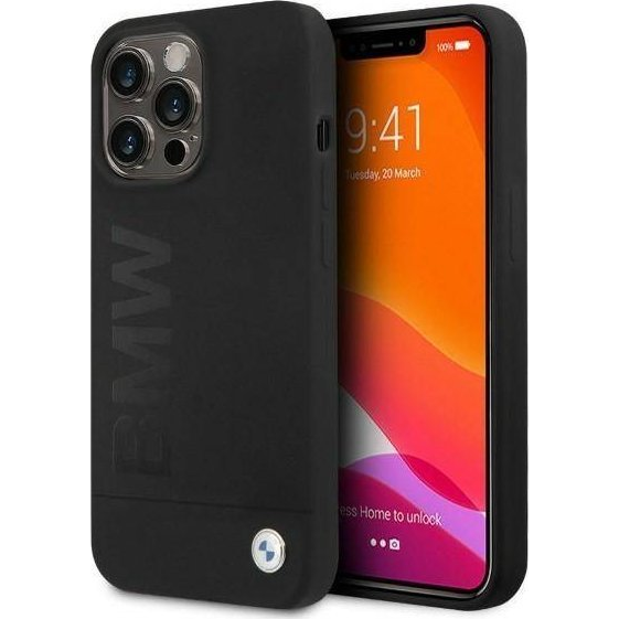 BMW Silicone Signature Logo Magsafe Apple iPhone 13 Pro hátlap tok, fekete (BMW000509)