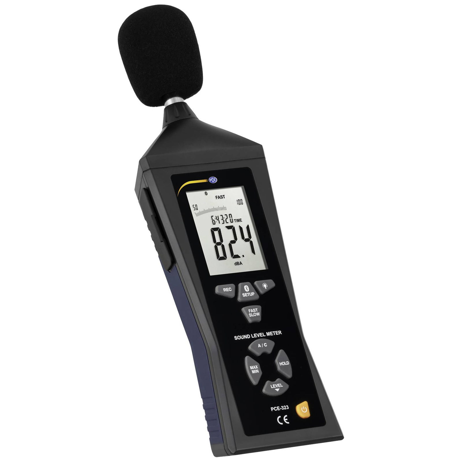 PCE Instruments Zajszintmérő Adatgyűjtő 30 - 130 dB 30 Hz - 8 kHz USB, Bluetooth (PCE-323) (PCE-323)