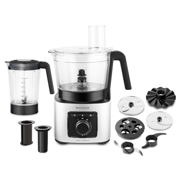 Robot de bucatarie Philco PHFP 7725, 1000W, 2l, 5 trepte de viteza, Alb/Negru