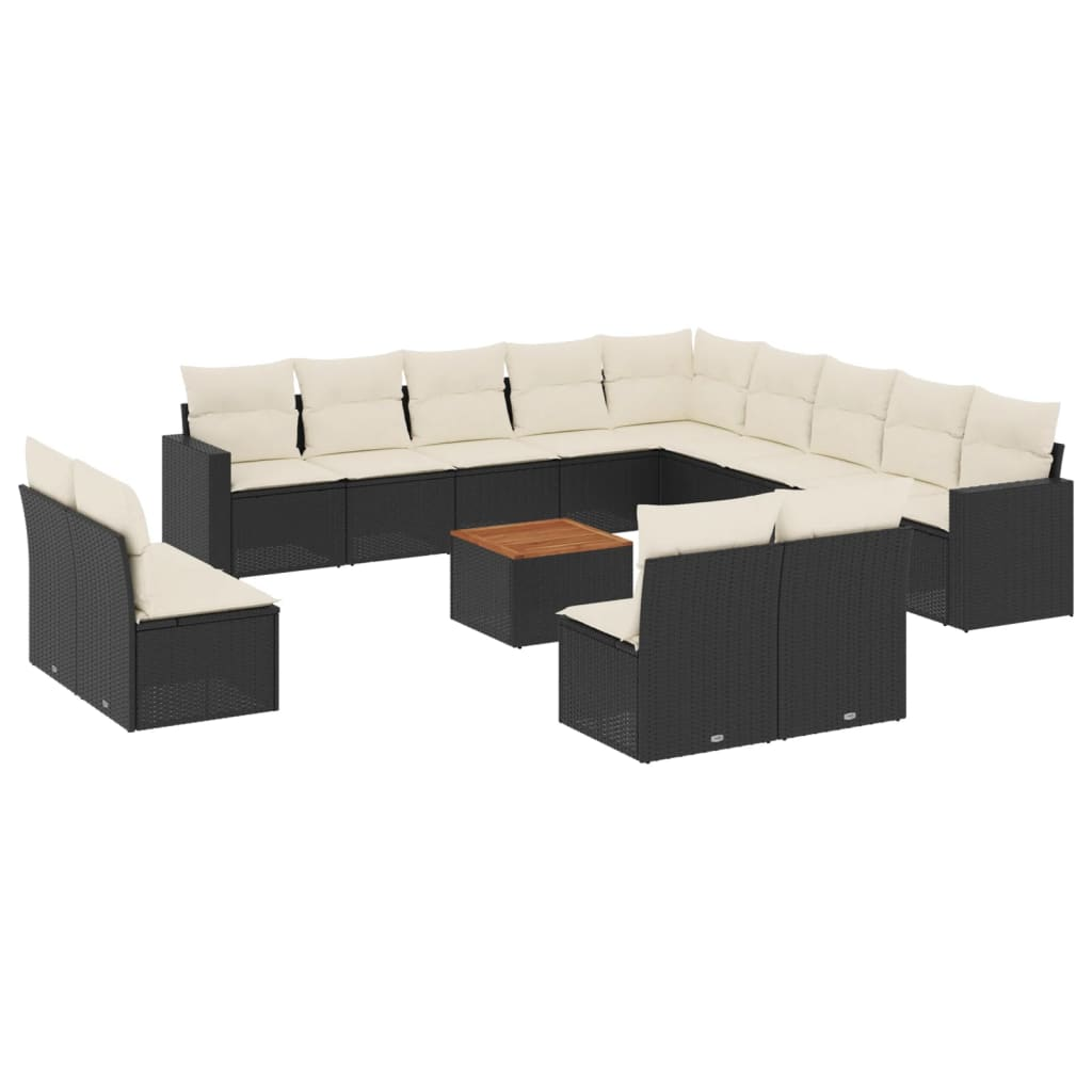 14 részes fekete polyrattan kerti ülőgarnitúra párnákkal (3256707)