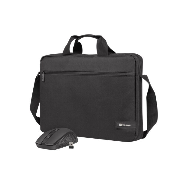 Kit Maletin Natec Wallaroo 2 Con Raton Wireless Negro Para Portatil Hasta 15.6"