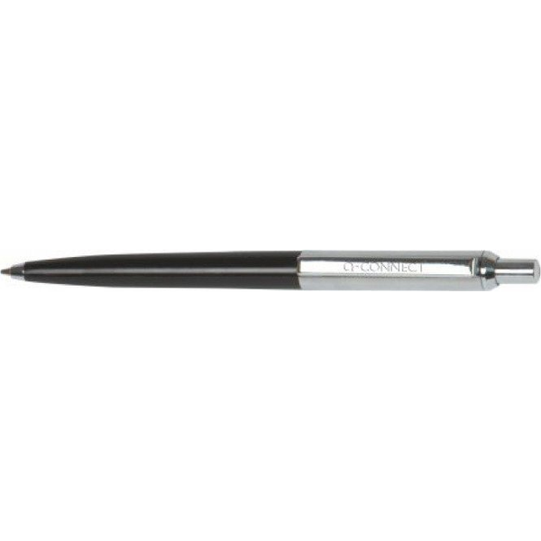  Q-Connect Długopis automatyczny Q-CONNECT PRESTIGE, metalowy,  0,7mm, czarno/srebrny, wkład niebieski