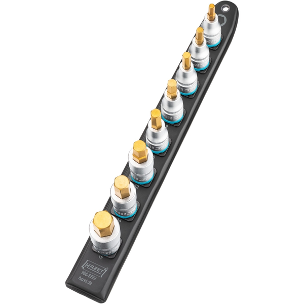 Hazet 986-sr/8 Smartrail ∙ Conector De Cable De Plástico Flexible ∙ Cuadrado Hueco 1/2 Pulgadas (12,5 Mm) ∙ Perfil De Hexágono Interior ∙ 6 ∙ 7 ∙ 8 ∙ 9 ∙ 10 ∙ 12 ∙ 14 ∙ 17 ∙ Número De Herramientas: 8