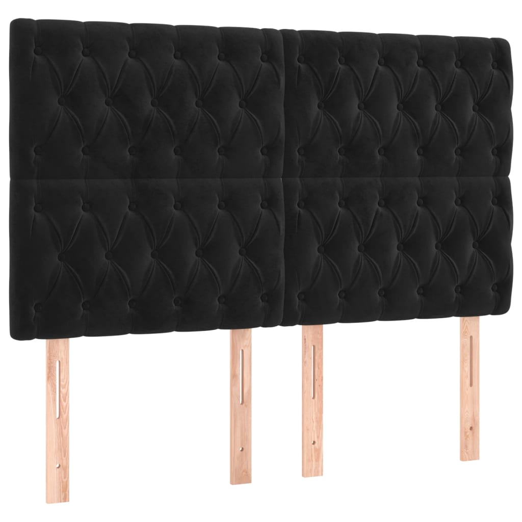 4 db fekete bársony fejtámla 80x7x78/88 cm (3116724)