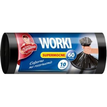  Anna Zaradna Worki na śmieci supermocne LDPE 60L, 10szt, czarne