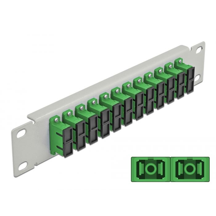 Delock 10 üvegszálas patch panel 12 portos SC Duplex 1U zöld szürke (66792) (DE66792)