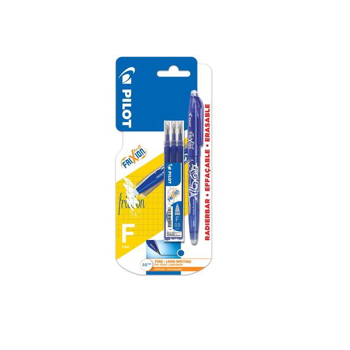 Pilot Frixion Ball Nyomógombos rollertoll + betét - 0.25mm / Kék (4db/csomag) (BLFR5-L-BT+S3)