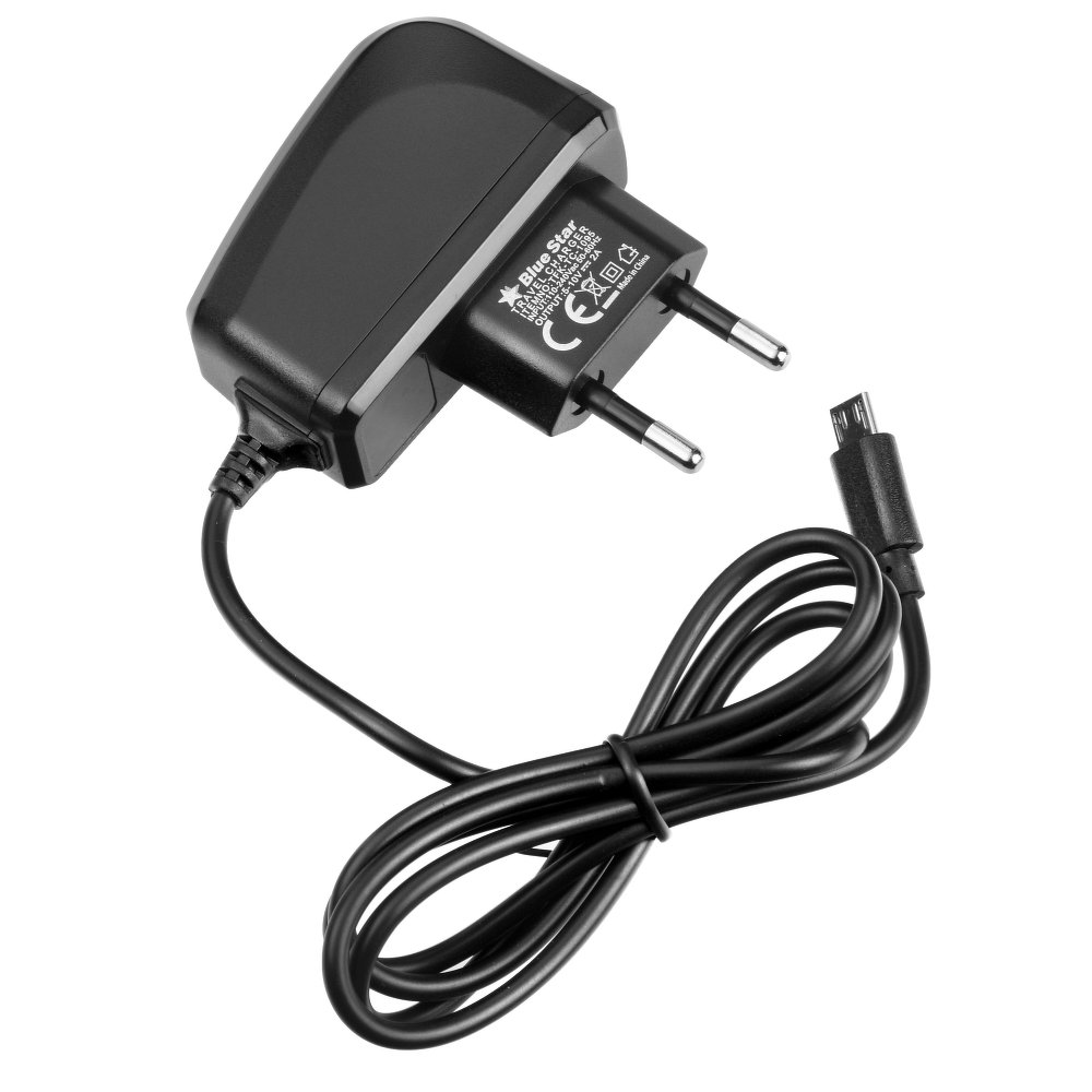 BlueStar Univerzális utazó hálózati MicroUSB töltő (5V / 1000 mAh) Fekete (BS411525)