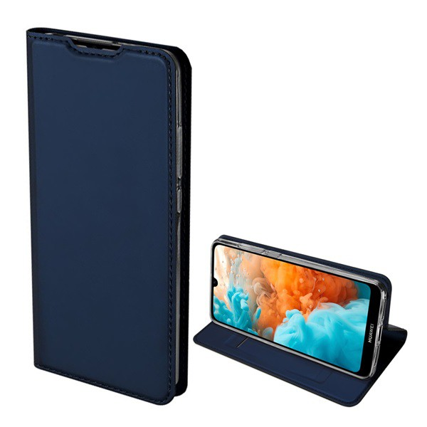 DUX DUCIS Husa Huawei Y6 219 (Y6 Prime 219) SKIN PRO in picioare, efect piele (FLIP, deschidere laterala, suport card bancar, functie suport birou), Albastru Inchis