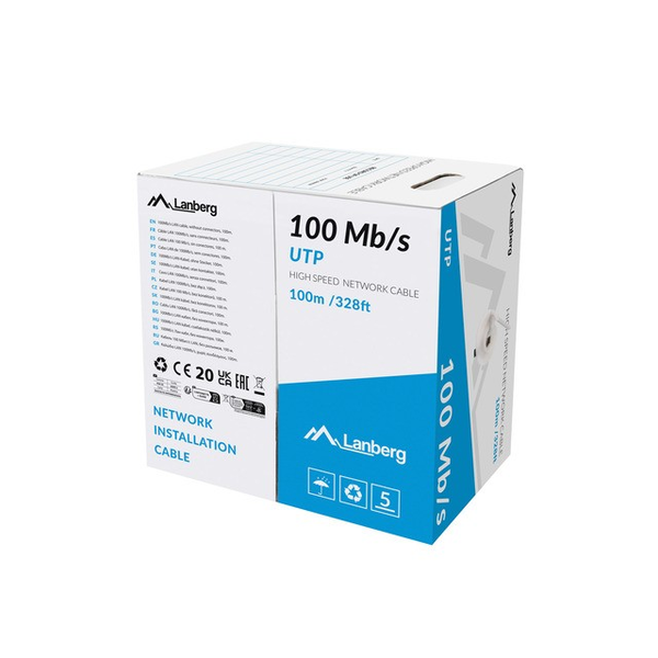 Kabel UTP kroucený LAN Lanberg kat. 5e 100 m (Al/Cu) - LCU5-10CC-0100-S