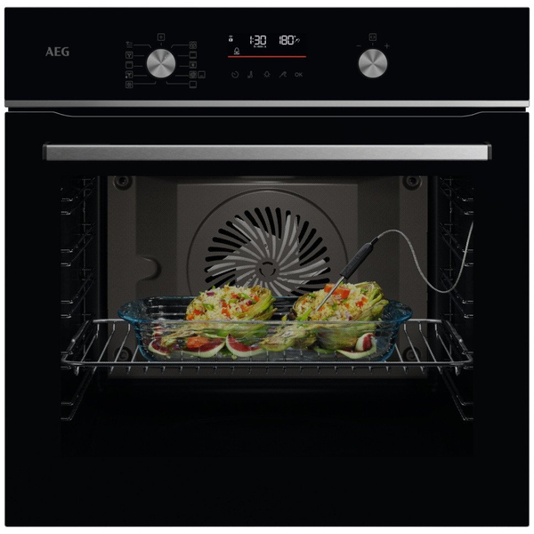 AEG OS6CB531AB beépíthető sütő, Elektromos, Katalitikus öntisztítás, Wi-Fi, Soft closing door, Grill, 1 szintű teleszkópos sín, Nettó térfogat 71l, A+ energiaosztály, Fekete üveg