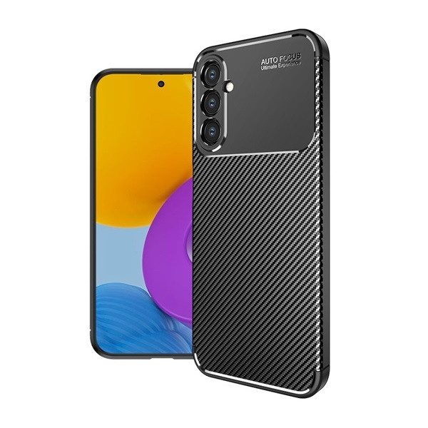 Samsung Galaxy A54 5G SM-A546B, Szilikon tok, közepesen ütésálló, légpárnás sarok, karbon minta, fekete (RS136121)