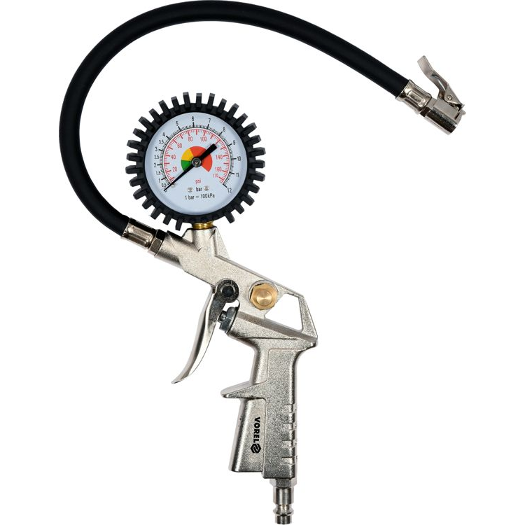 VOREL Gumiabroncs-felfújó pisztoly nyomásmérővel 2,8-10 bar (81650)