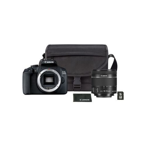 Canon EOS 2000D BK 18-55 IS + SB130 +16GB EU26 SLR camerakit 24,1 MP CMOS 6000 x 4000 Pixels Zwart