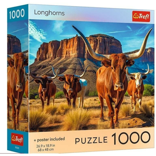 TREFL PUZZLE 1000 PIECE USA LONGHORNS COLLECTION POSTER INCLUDED