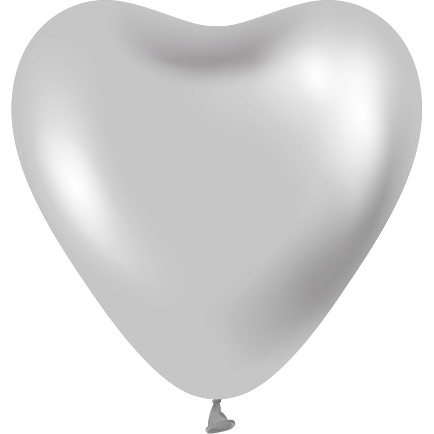Szív Lufi - 6 db, 30 cm, Platinum Ezüst (46694-uniw)