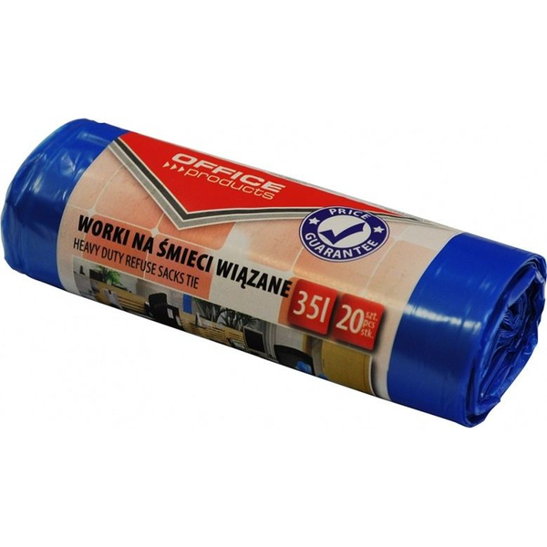  Office Products Worki na śmieci wiązane OFFICE PRODUCTS, premium (LDHD), 35L, 20szt., niebieskie