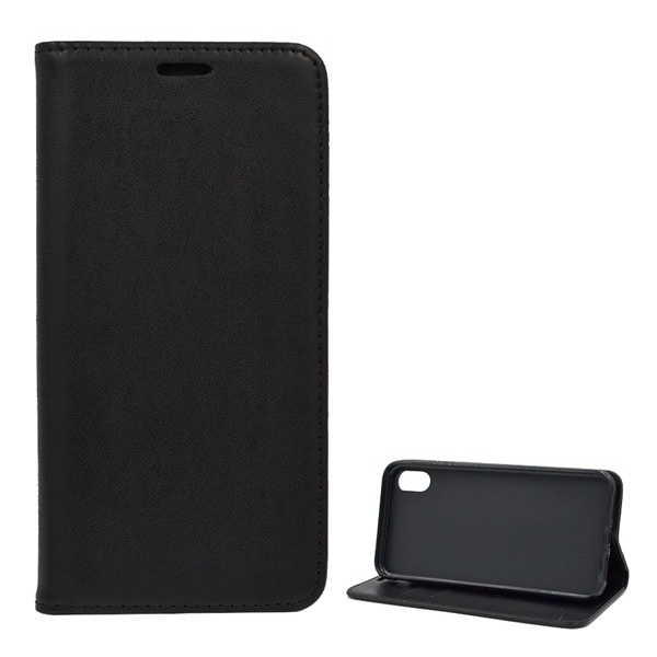 Tok álló, bőr hatású (FLIP, oldalra nyíló, asztali tartó funkció) FEKETE [Apple iPhone XS Max 6.5] (5996457805044)