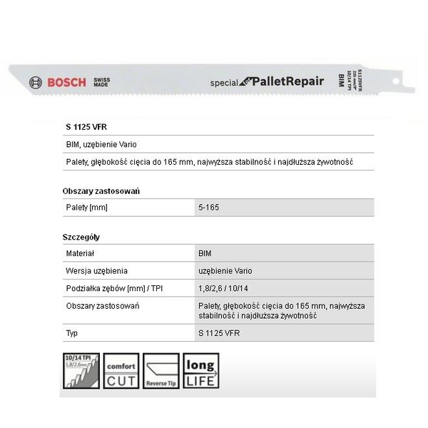 BOSCH Fűrészlap fűrészfarokhoz 5 db S1125VFR 2.608.658.036