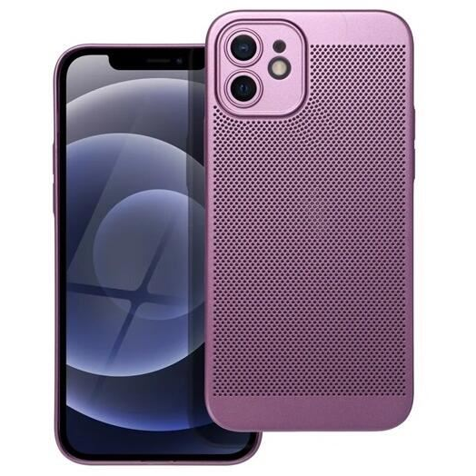 Gigapack Apple iPhone 12 Pro légáteresztő, lyukacsos műanyag tok lila (GP-142579) (GP-142579)