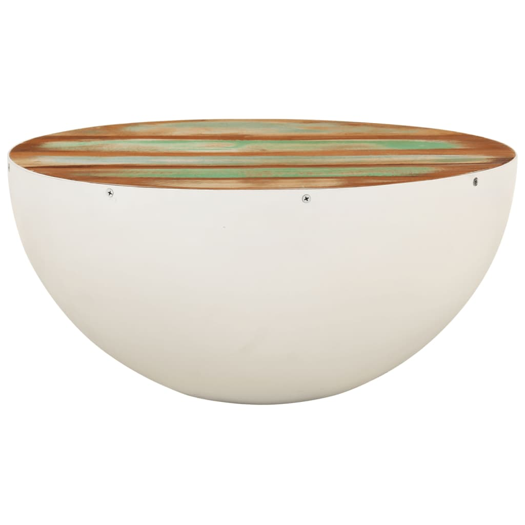 tál alakú fehér újrahasznosított fa dohányzóasztal Ø50x24 cm (352020)