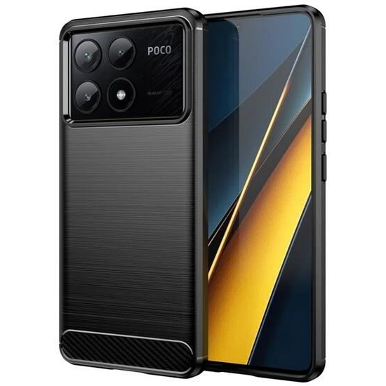 Gigapack Xiaomi Poco X6 Pro szálcsiszolt, karbon mintás tok fekete (GP-156978) (GP-156978)