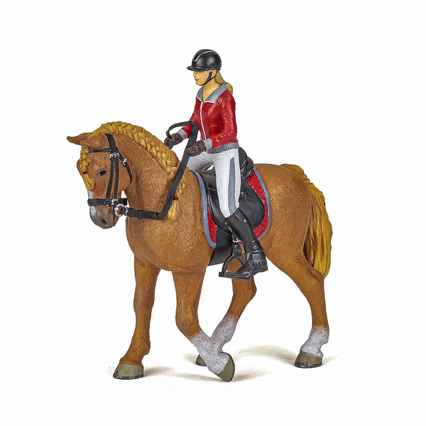 PAPO FIGURINE SET HORSE RIDING HORSE AND JOKER IN RED JACKET
