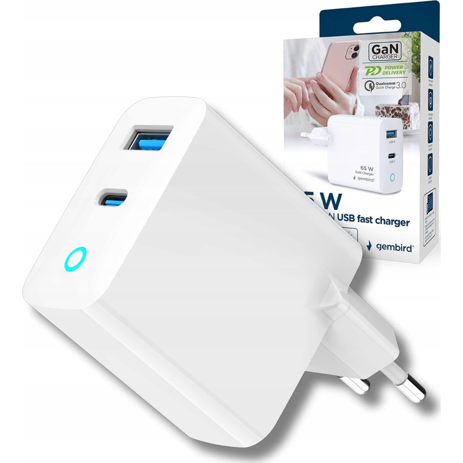 Gembird 2-Port 30W USB Fast Charger White (TA-UC-PDQC30L-W-01)