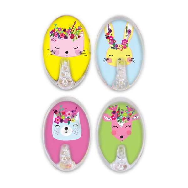 Titiz Decorative Hook Öntapadós Gyerek ruhaakasztó 4 darab - Mintás