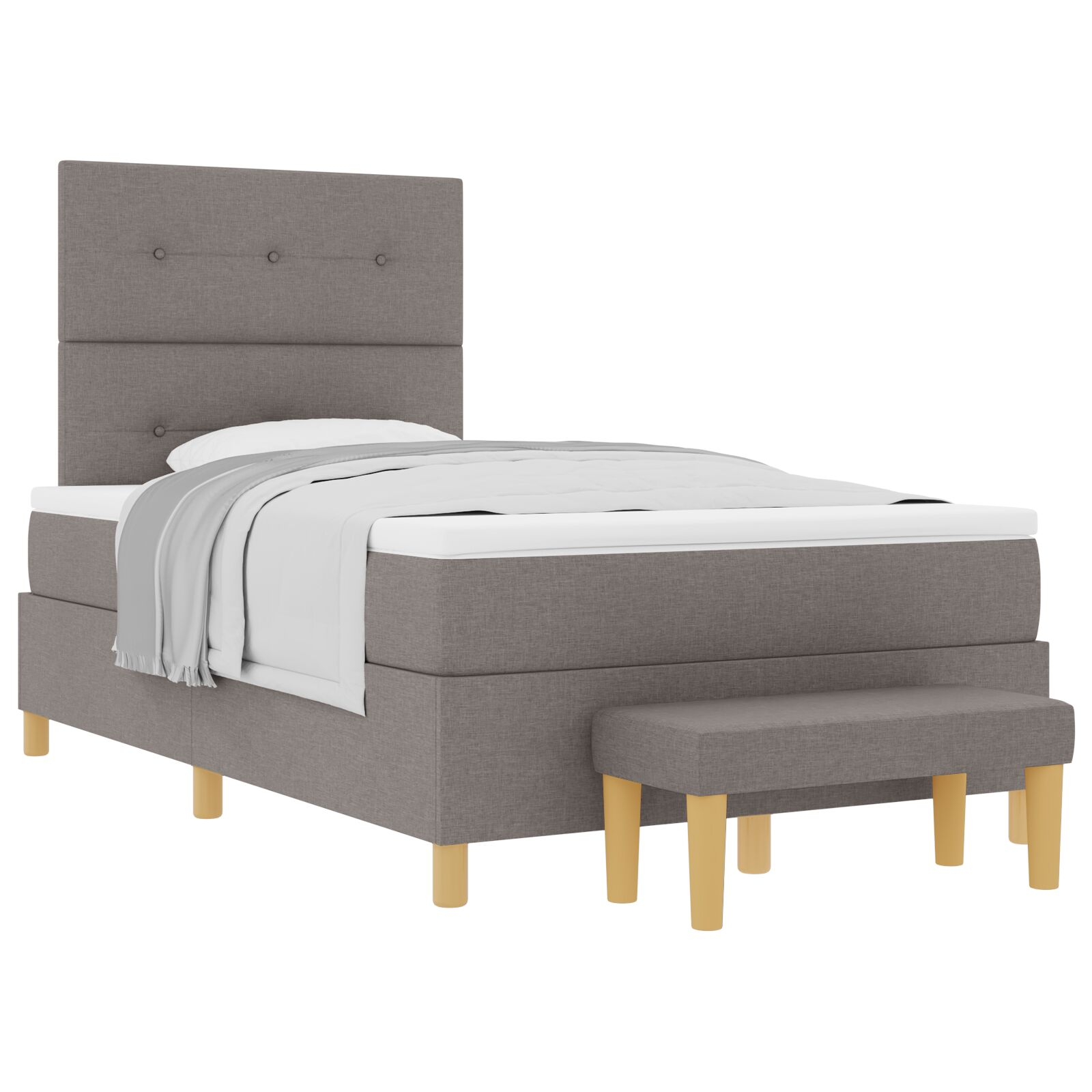Boxspring Ágy Mattal és Pad Taupe 120x200 cm Szövet (3344293)
