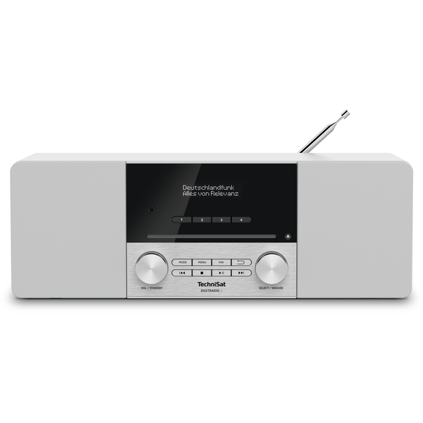 Радио с часовник, TechniSat, DIGITRADIO 3, DAB + и FM, Bluetooth, USB порт, CD устройство, 20 W, Бял