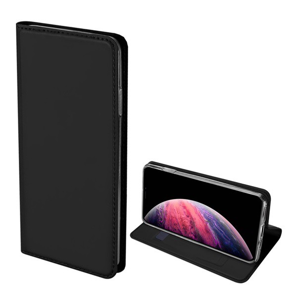 DUX DUCIS SKIN PRO tok álló, bőr hatású (FLIP, oldalra nyíló, bankkártya tartó, asztali tartó funkció) FEKETE [Apple iPhone 11] (5996457900879)