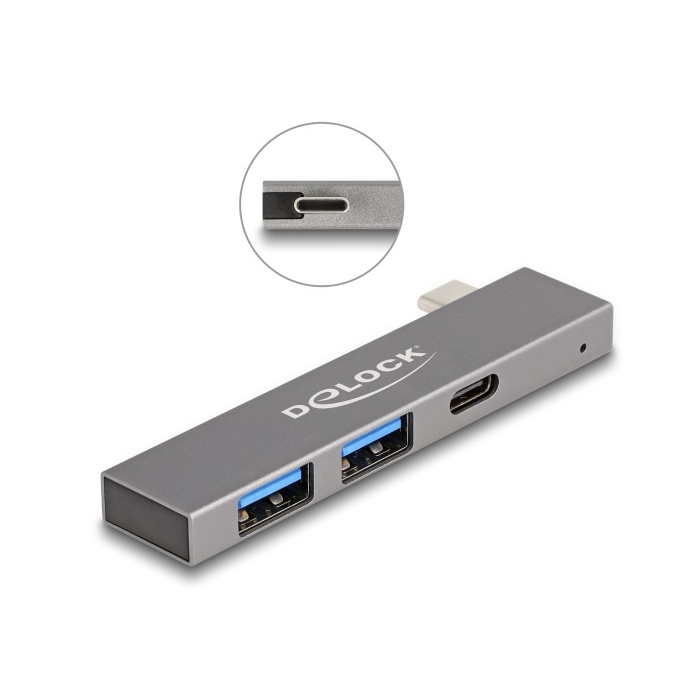 USB Hub 3-portový USB C: 1x USB 5 Gbps typu C + 2x USB 5 Gbps A Delock