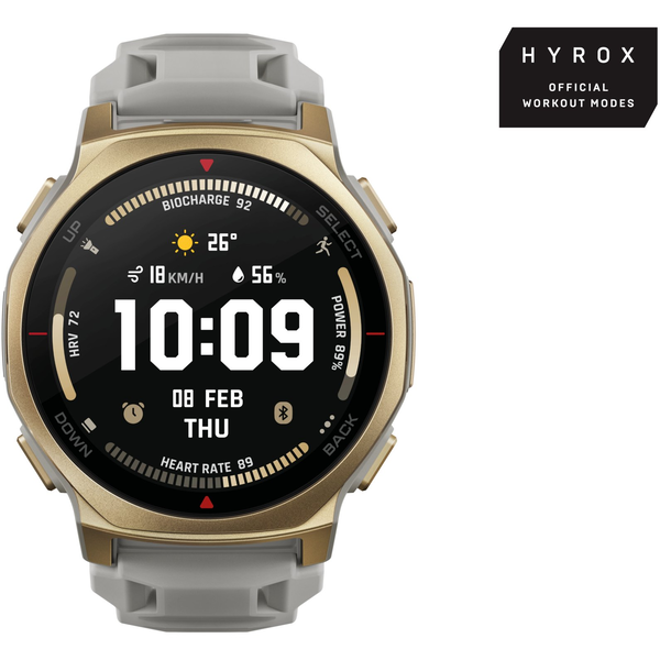 Amazfit T-rex 3 Pro 3,35 cm (1.32") AMOLED 44 mm Digital 466 x 466 pixel Berøringsskærm Guld Wi-Fi GPS (satellit)