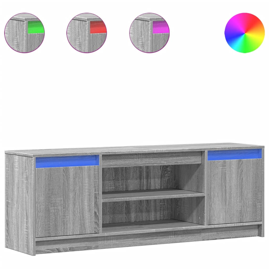 szürke sonoma színű szerelt fa LED-es TV-szekrény 139,5x34x50cm (852199)