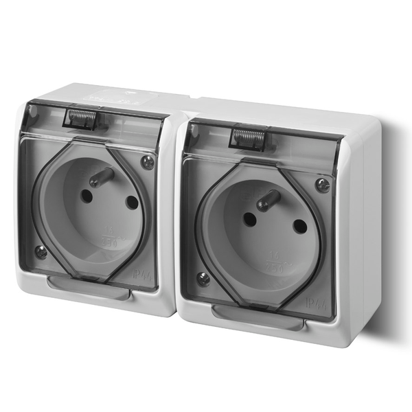  Elektro-Plast Gniazdo natynkowe GNT Hermes 2x2P + Z białe z klapką dymną (0322-01)